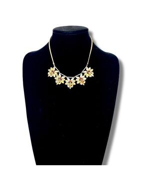 LEE ANGEL for Neiman Marcus Gold Crystal Flower Bib Necklace | NWT